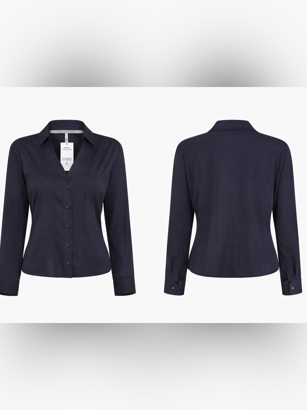 L’Agence Navy Long-Sleeve Button-Down Shirt